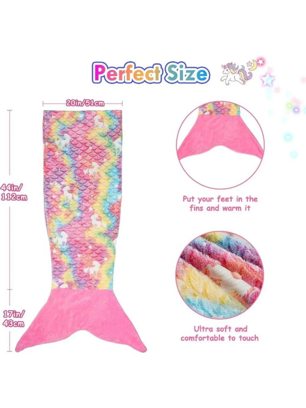 Glow in the Dark Mermaid Tail Blanket | Cozy Wearable Blanket for Kids